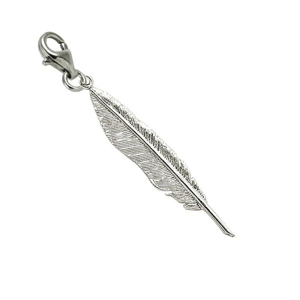 Feather Charm Pendant with Lobster Claw Clasp - Jewelry Making Supplies for DIY Bracelets & Necklaces - Perfect for Boho Style, Gift Giving and Fashion Accessories