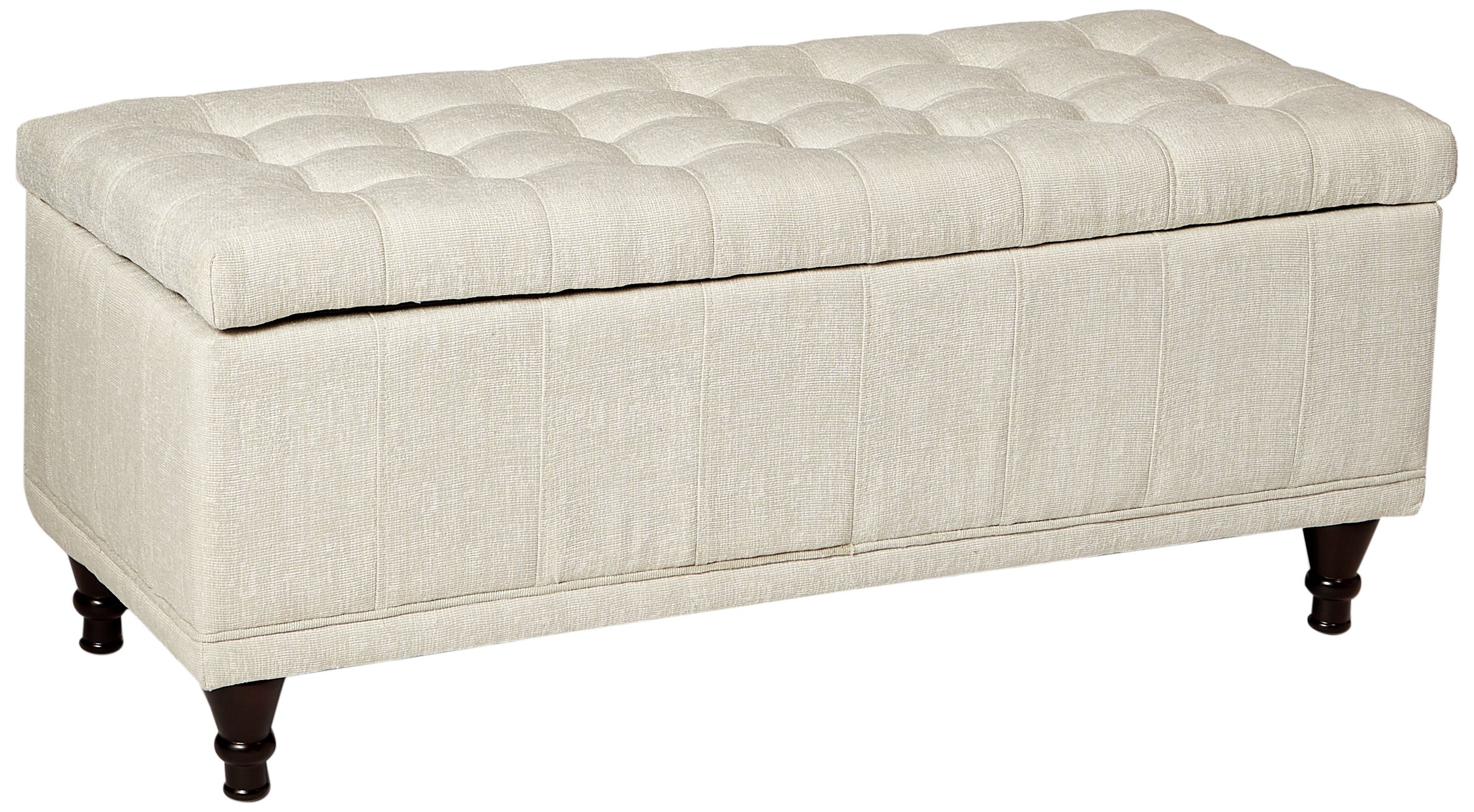 Homelegance Lift Top Storage Bench with Tufted Accents, Beige Fabric - Stylish Ottoman for Living Room, Bedroom & Entryway Storage
