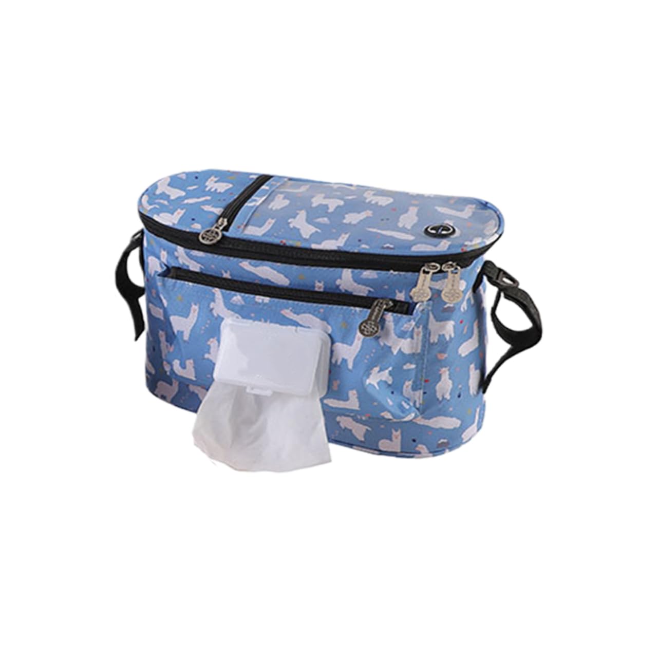 Wakauto 3-Piece Stroller Organizer Bag - Blue Pram Storage Container with Multiple Pockets | Perfect for Diapers, Bottles & Baby Essentials | Ideal for Shopping, Travel & Daily Walks