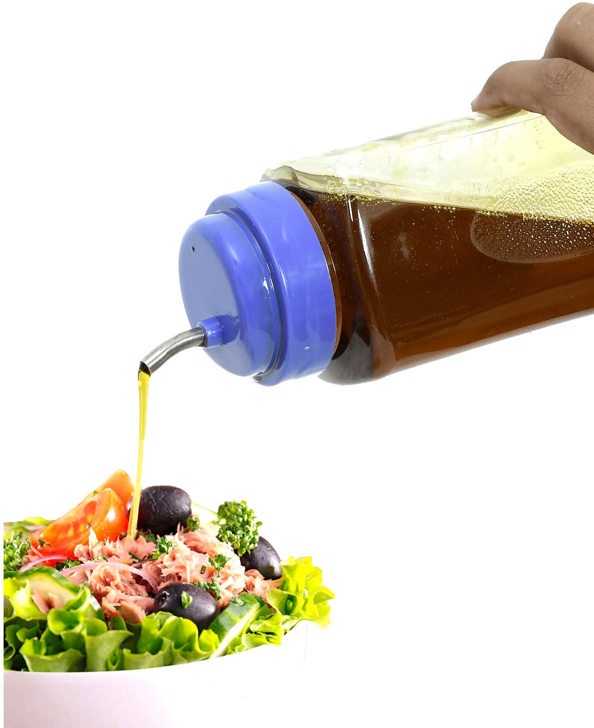 Kuber Industries 1L Leakproof Plastic Oil Dispenser - Grey Standard for Kitchen, Cooking & Salad Dressing