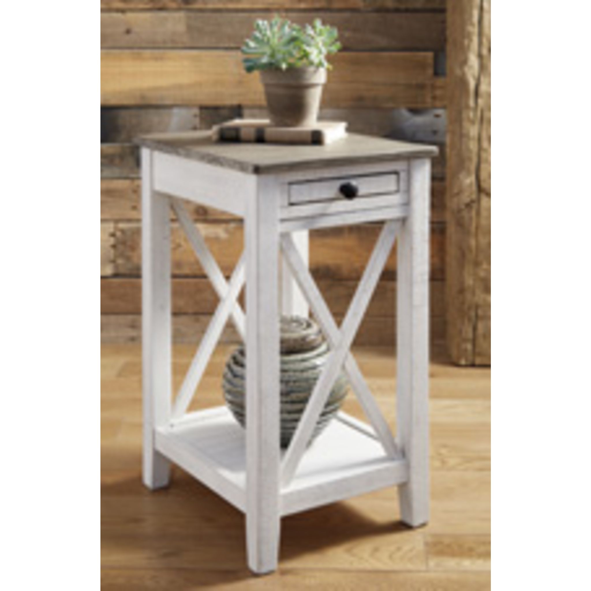 Adalane Modern Accent Table - White & Gray Side Table for Living Room, Bedroom, or Office - Perfect for Small Spaces & Home Decor