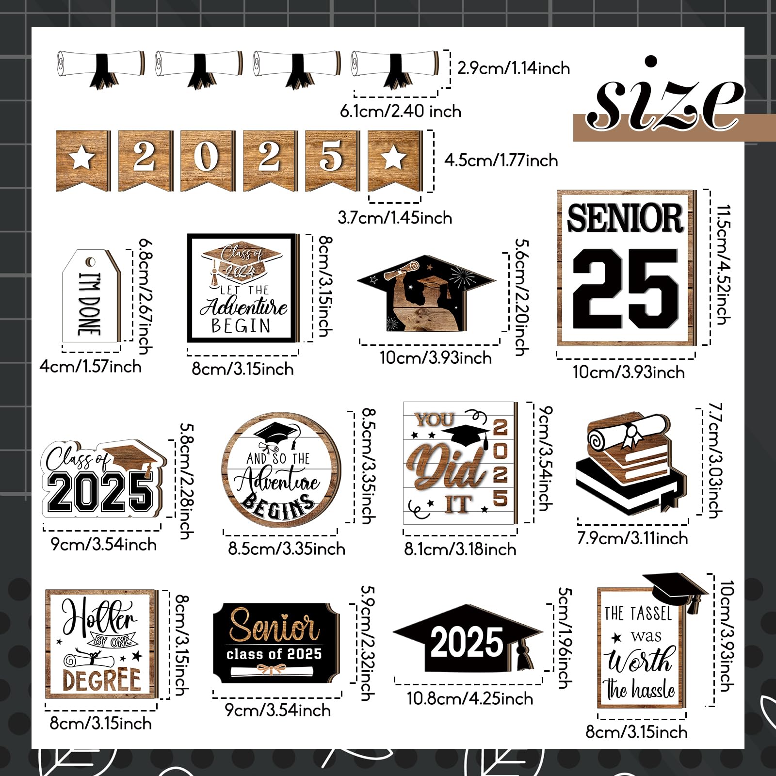 22 Pcs 2025 Graduation Tiered Tray Decor Set - Farmhouse Style Table Centerpieces with Class of 2025 Signs - Black & White Graduation Party Decorations for Home, School Events & Photo Backdrops