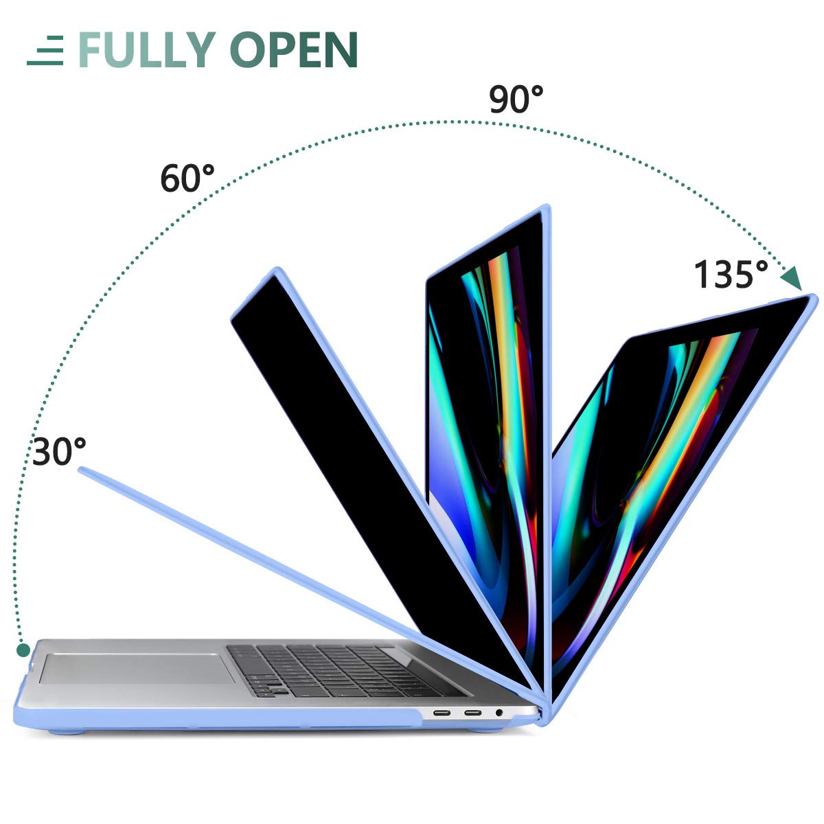 DONGKE Matte Plastic Hard Shell Case & Keyboard Cover Compatible with MacBook Pro 16 inch 2020 2019 Model A2141 - Fits Retina Display & Touch Bar with Touch ID - Serenity Blue - Perfect for Office, Travel & Home Use