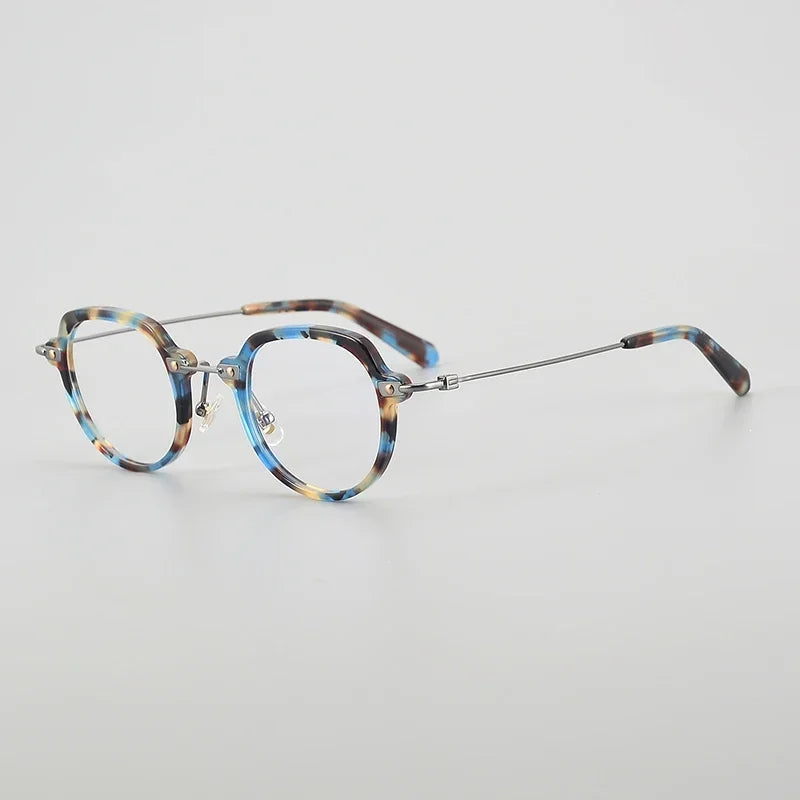 Aror Unisex Full Rim Flat Top Oval Titanium Acetate Eyeglasses Frame 46018 - Lightweight & Durable for Work, Reading & Fashion