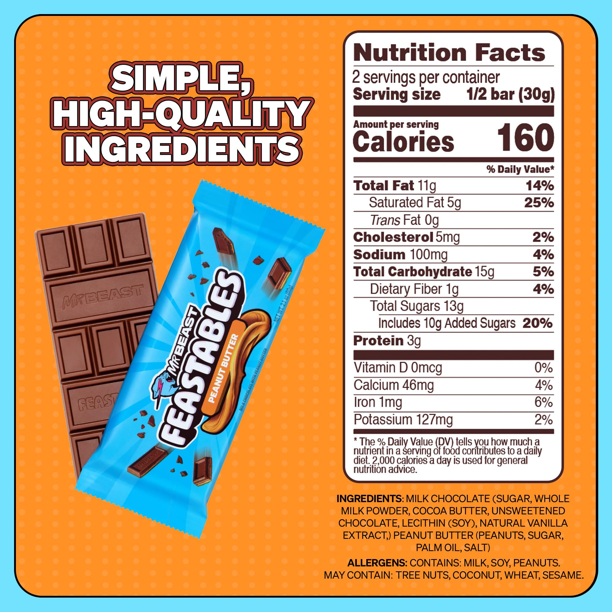 MrBeast Feastables Chocolate Bars - 10 Pack (60g Each) - Deez Nutz & Peanut Butter Flavors - Premium Chocolate Gift for Chocolate Lovers - Perfect for Gifts, Parties & Snacking
