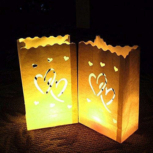 Fascola 20-Pack Heart Paper Lanterns for Wedding & Beach Decor