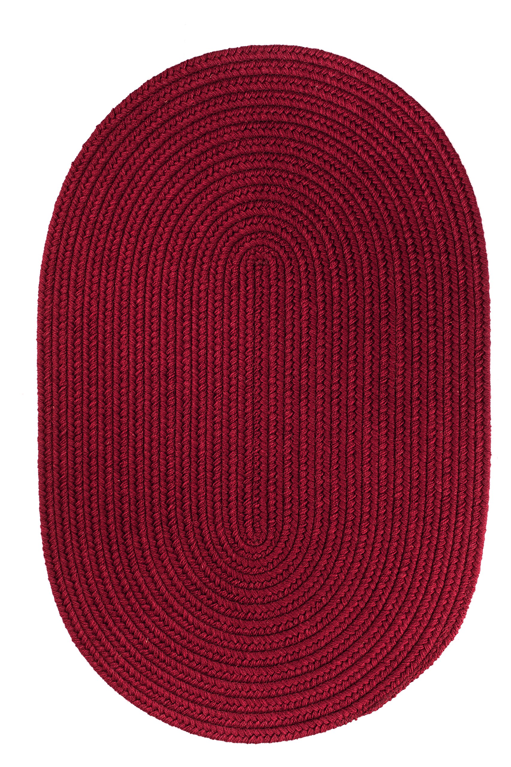 Braided Solid Wool Area Rug 3' x 5' Oval - Rhody Rug S157 in Wine Red | USA-Made Home Decor for Bedroom, Living Room & Hallway | Soft Floor Mat for High Traffic Areas | Easy Care & Durable | Perfect for Cozy Spaces & Family Gatherings