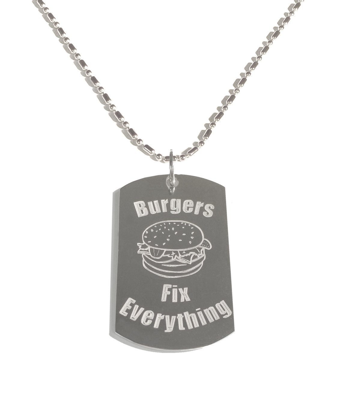 Shark Burgers Fix Everything Hat & Military Dog Tag Necklace with Luggage Chain - Stylish Accessory for Travel, Outdoor Adventures, and Casual Wear