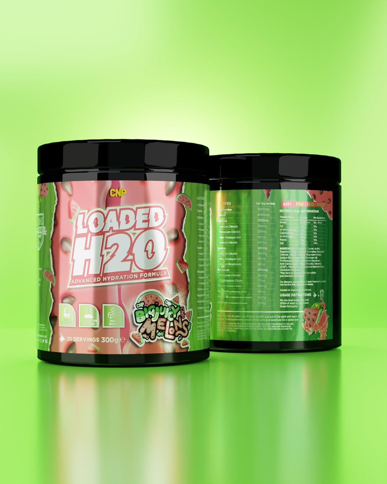 CNP Loaded H2O Big Juicy Melons 300g - Hydration Powder for Workout Recovery & Energy Boost | Perfect for Gym, Sports & Outdoor Activities
