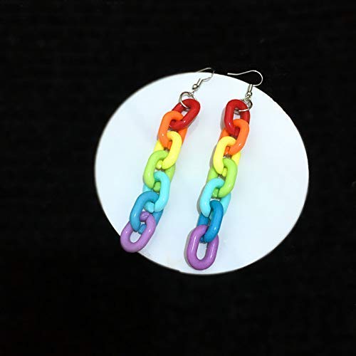 KaFu Lightweight Rainbow Resin Acrylic Chain Earrings - Fashionable Transparent Color Dangle Earrings for Women & Girls | Perfect for Parties, Date Nights & Everyday Wear
