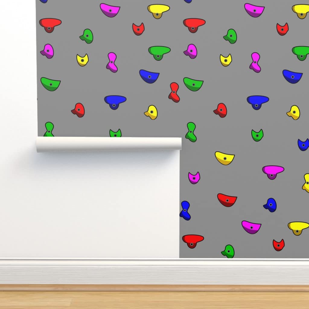 Removable Wallpaper Swatch - Climbing Exercise Mountain Fitness Custom Pre-Pasted Peel & Stick Wallpaper by Spoonflower | Perfect for Home Gym Decor, Kids Room, and Adventure Themed Spaces