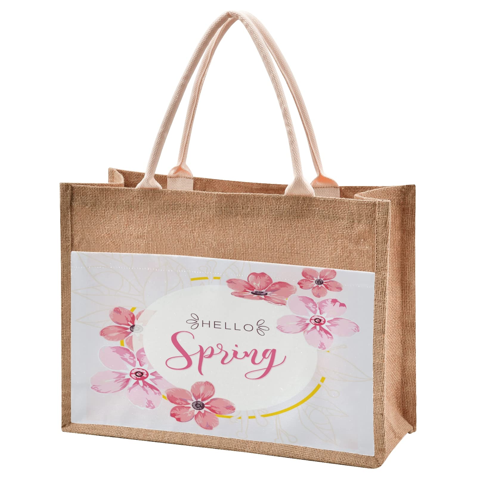Eco-Friendly Small Burlap Tote Bag - Stylish Reusable Grocery Shopping Bag for Women - Perfect for Farmers Market, Beach & Everyday Use