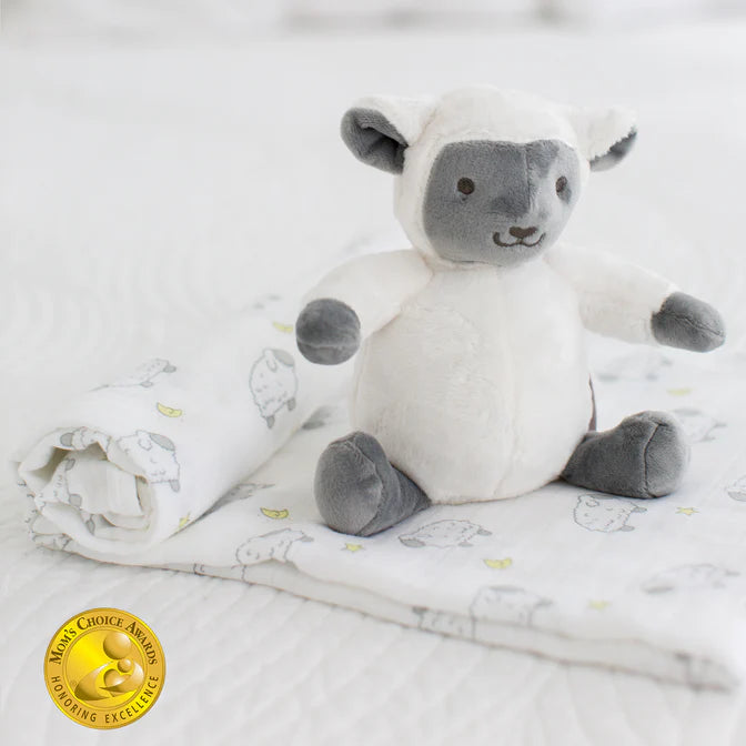 Swaddle Me Muslin Wrap & Lamb Baby Blanket Set - Soft Organic Cotton Swaddling Blankets for Newborns - Perfect for Nursery, Baby Shower Gifts & Sleeping Comfort (BGB 0011)