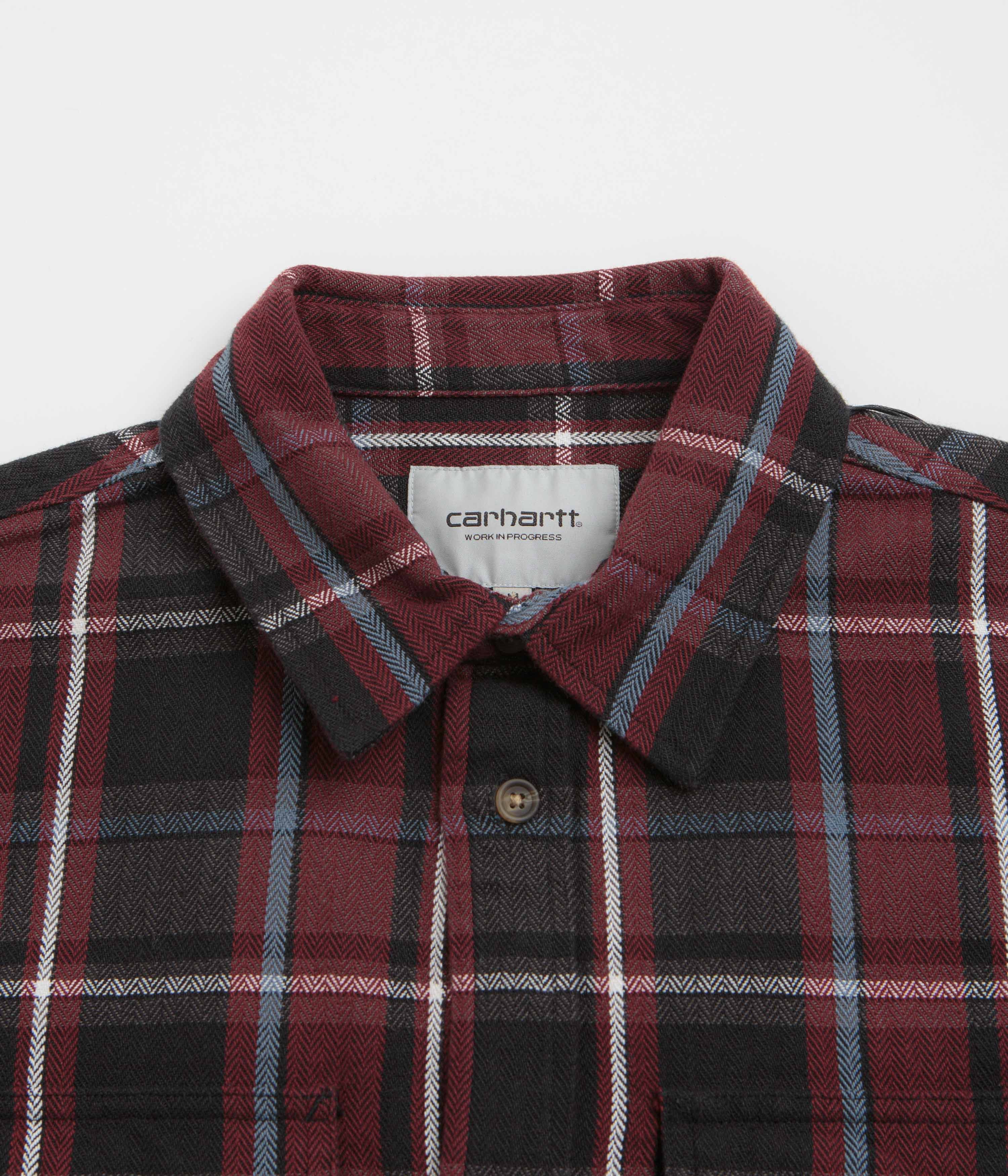 Carhartt Hobart Shirt - Hobart Check Black Flannel Work Shirt for Men | Durable & Comfortable for Outdoor Work, Camping & Casual Wear