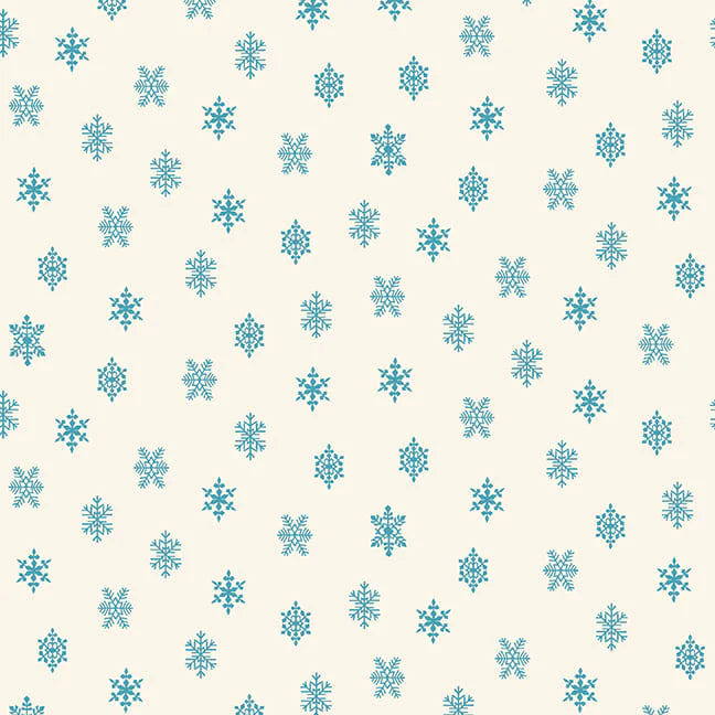 Buttermilk Basin Winter in Snowtown Fabric - Cream Light Blue Snowflakes by the Yard | Perfect for Quilting, DIY Crafts, and Holiday Decorations