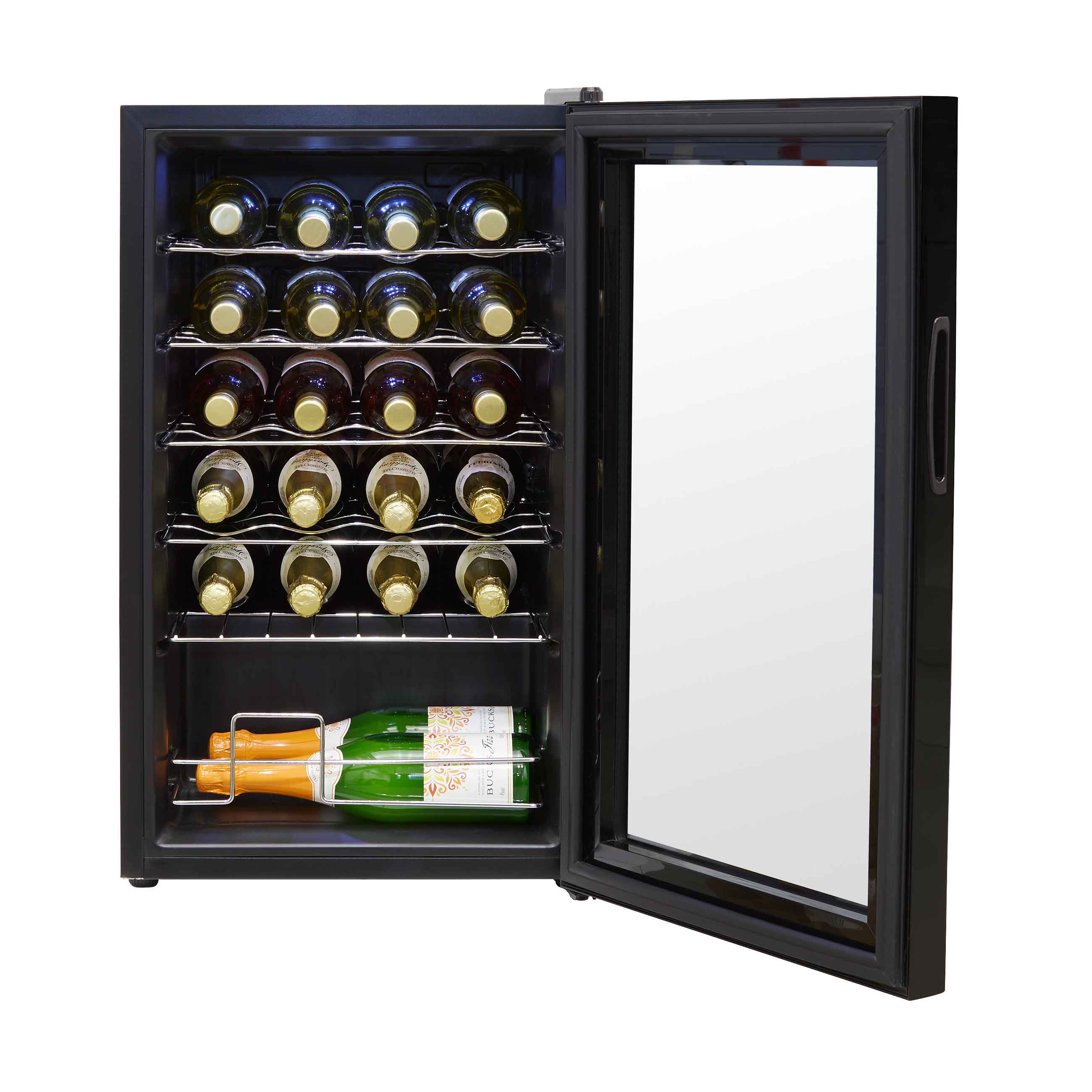Baridi 24 Bottle Wine Cooler Refrigerator - Digital Touch Screen Control, LED Interior Lighting, Freestanding Black Wine Fridge for Home, Kitchen, or Bar Use