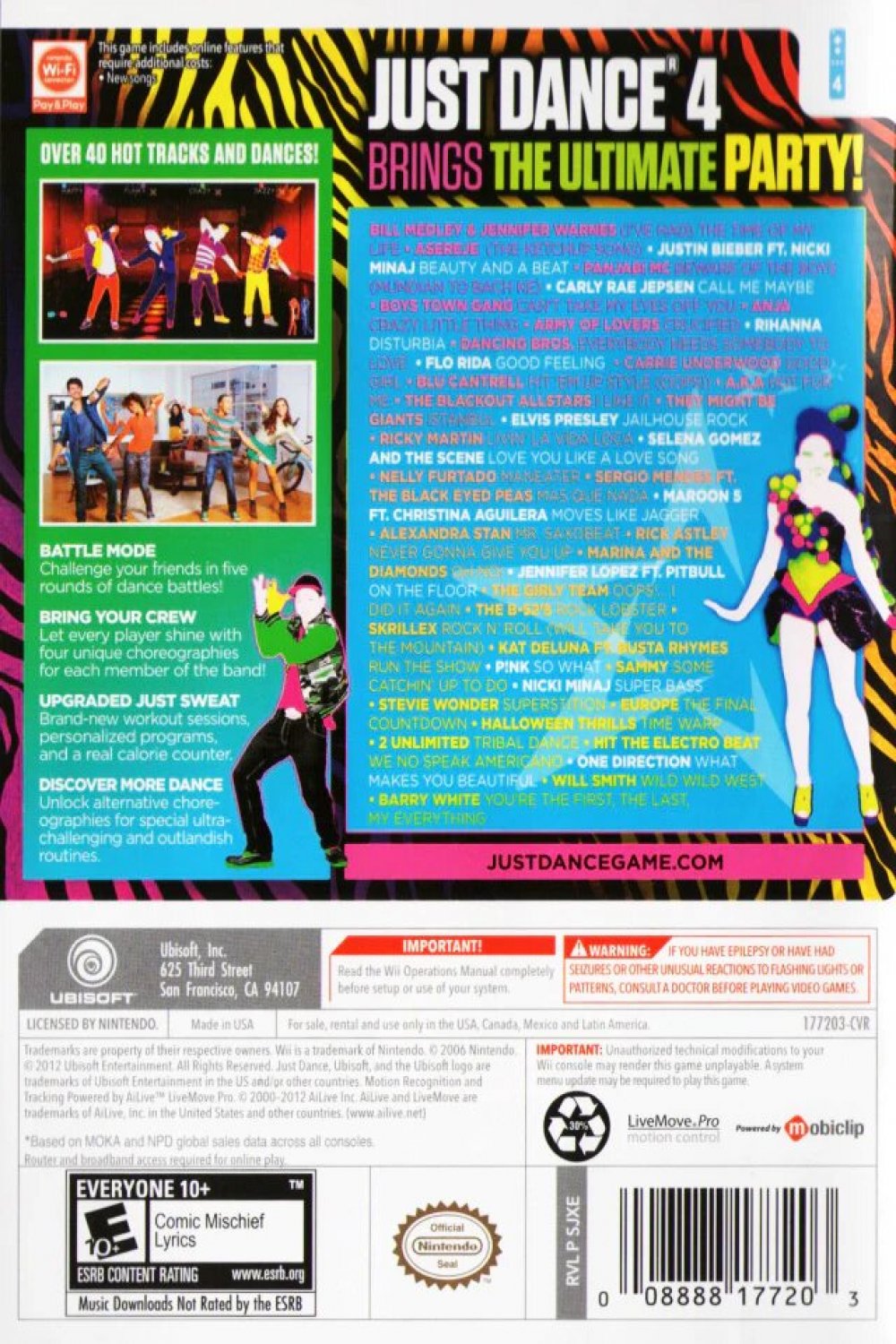 Used Just Dance 4 Wii Video Game - Compatible with Wii & Wii U - Fun Dance Party Game for Family & Friends - Perfect for Fitness, Parties & Entertainment