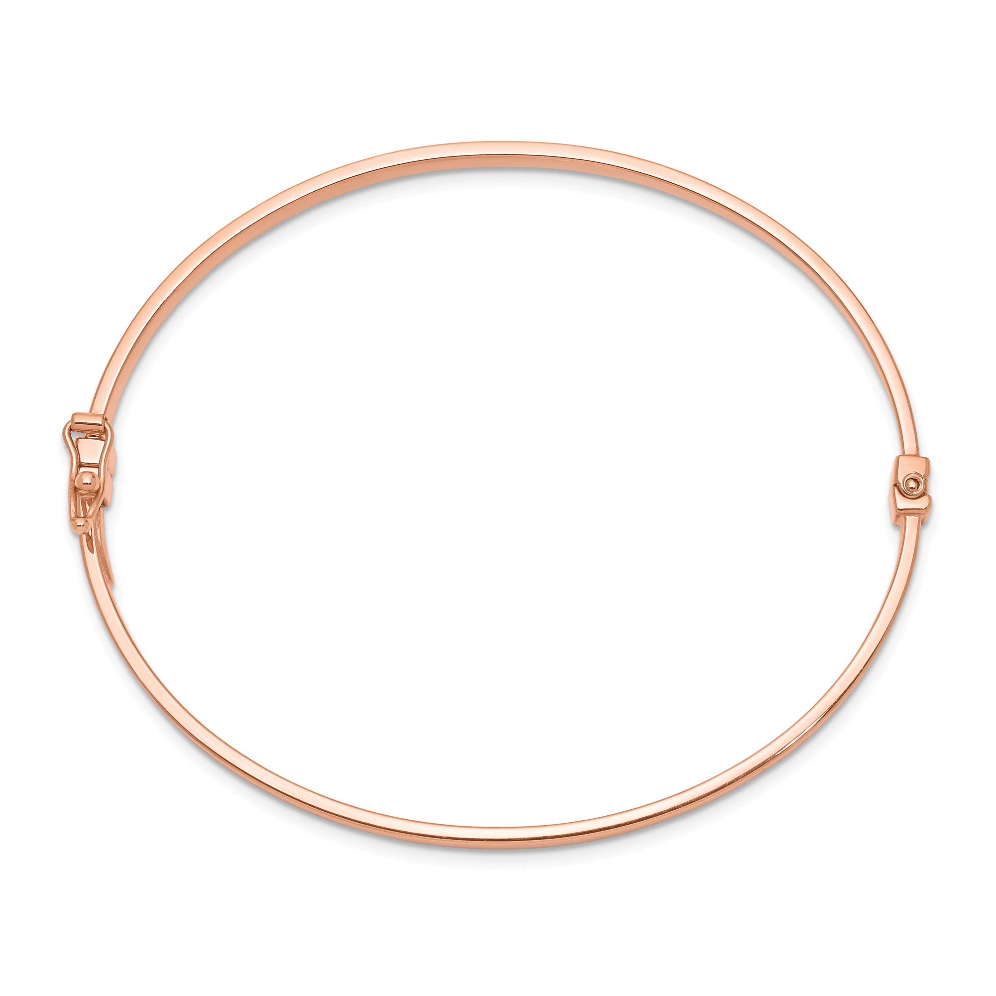 14k Rose Gold Polished Hinged Bangle Bracelet - 7 Inch Adjustable Length for Women - Elegant Jewelry Gift for Anniversary, Wedding & Special Occasions