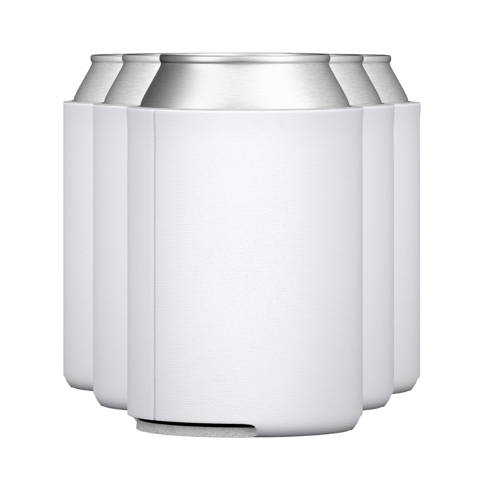 TahoeBay 5-Pack Insulated Blank Can Cooler Sleeves for Soda, Beer & Water Bottles - White Soft Neoprene HTV Vinyl Ready for DIY Projects, Wedding Favors, Corporate Gifts & Outdoor Parties