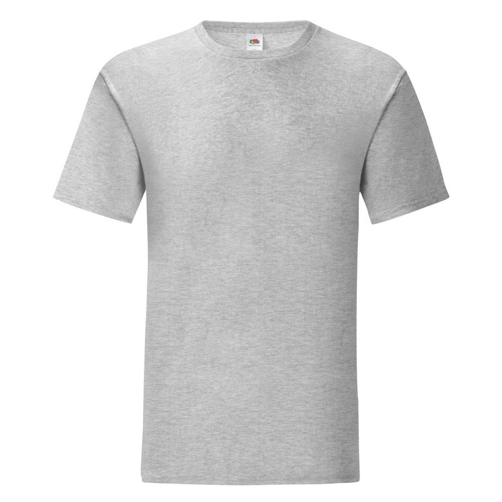 Fruit of the Loom Men's Iconic Cotton T-Shirt - Large Size, Heather Grey - Comfortable Casual Wear for Everyday & Gym