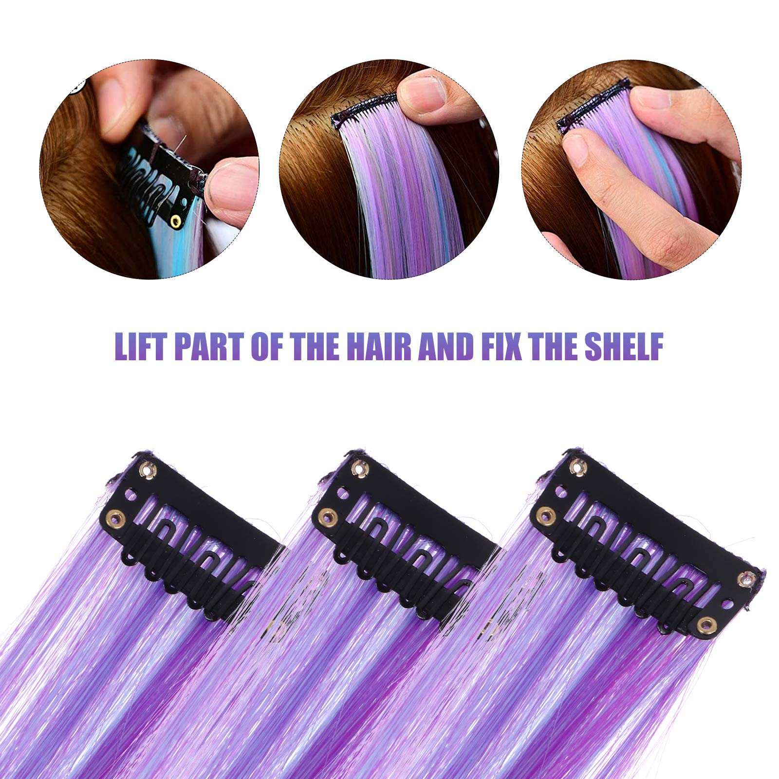 20pcs Gradient Color Synthetic Hair Wigs for Women - Clip-in Hair Extensions & Headband Hairpieces with High-Temperature Wire - Perfect for Cosplay, Halloween, Parties & Daily Styling
