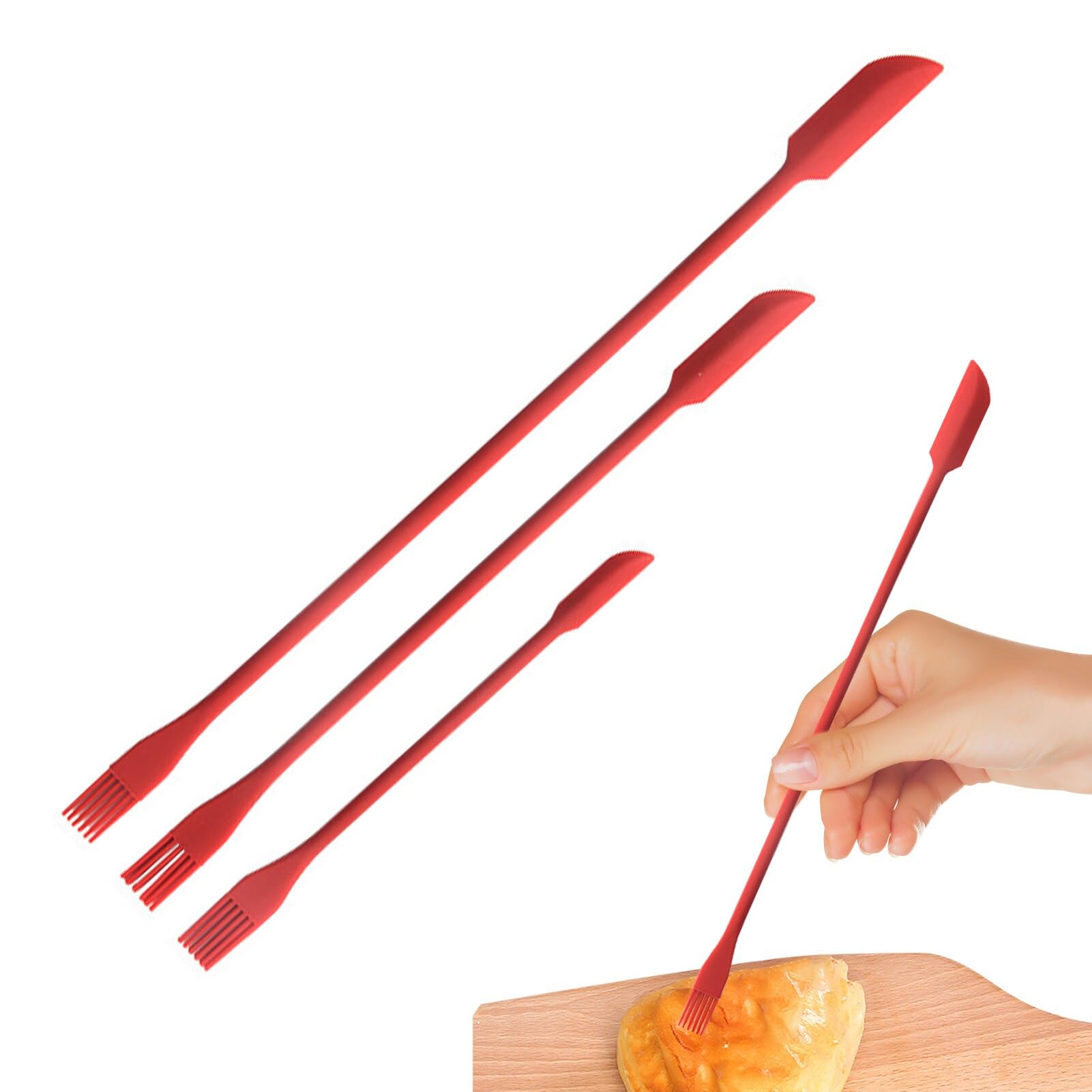 COSKIRA Silicone Brush with Small Spatula | 3 Sizes Reusable Makeup Spatula Set for Cosmetics, Beauty Products & Food Jars | Perfect for Getting Last Drops of Lotion, Cream & Foundation | Great for Home, Salon & Travel Use