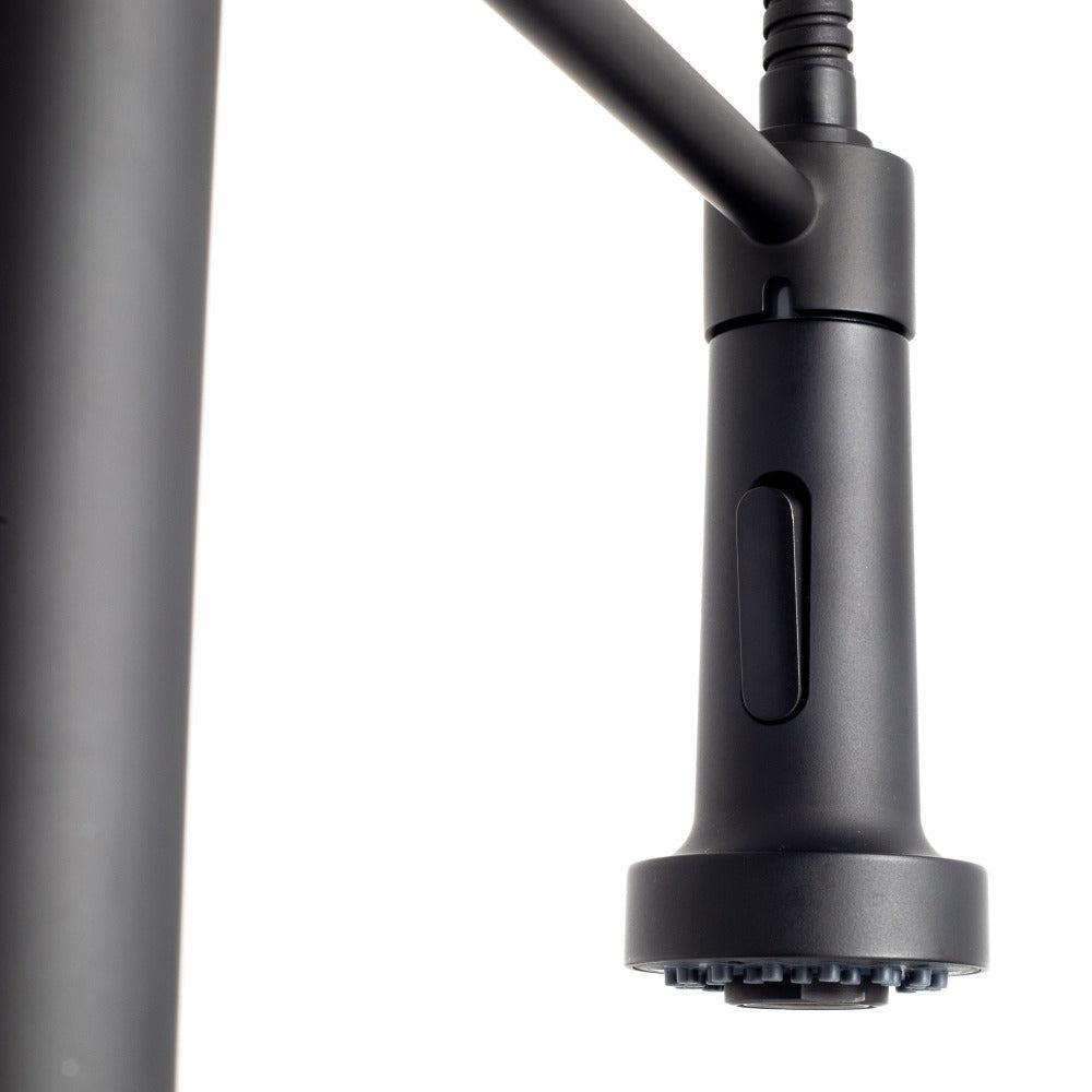 ZLINE Apollo Matte Black Pull Down Spring Single Handle Kitchen Faucet - Modern Design for Easy Dishwashing & Food Prep (APL KF MB) | Perfect for Home Kitchens & Commercial Use