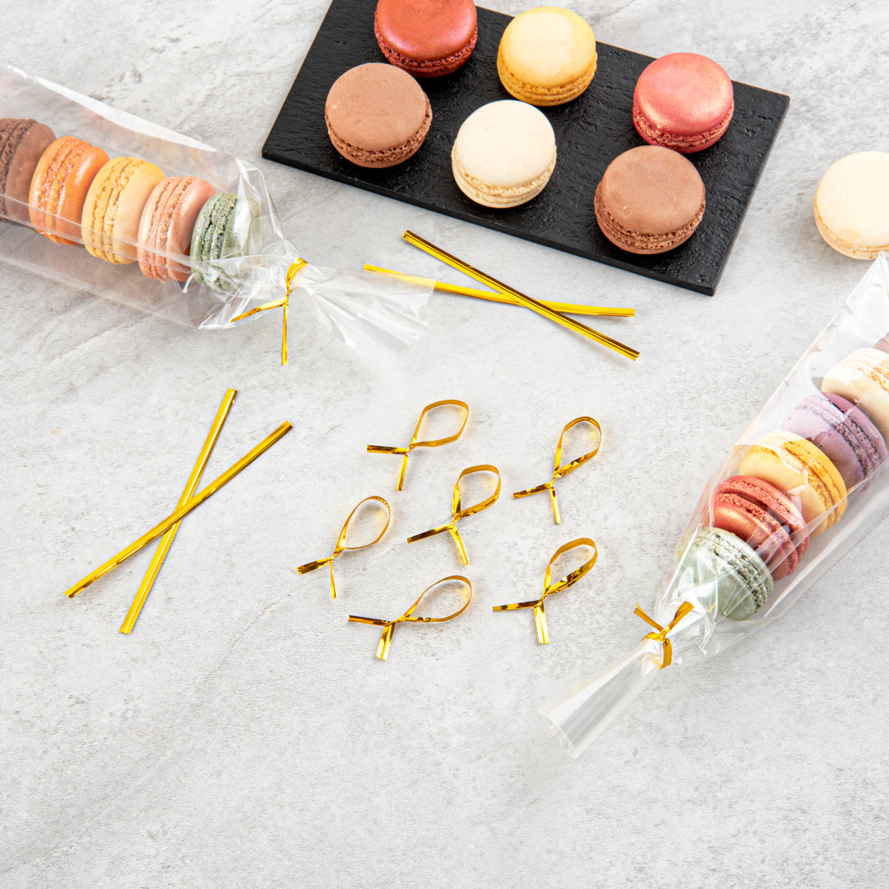 Premium Gold Metallic Twist Ties for Bags - 500 Count Box | Secure & Decorative Bag Closures for Food Storage, Gift Wrapping & Organizing