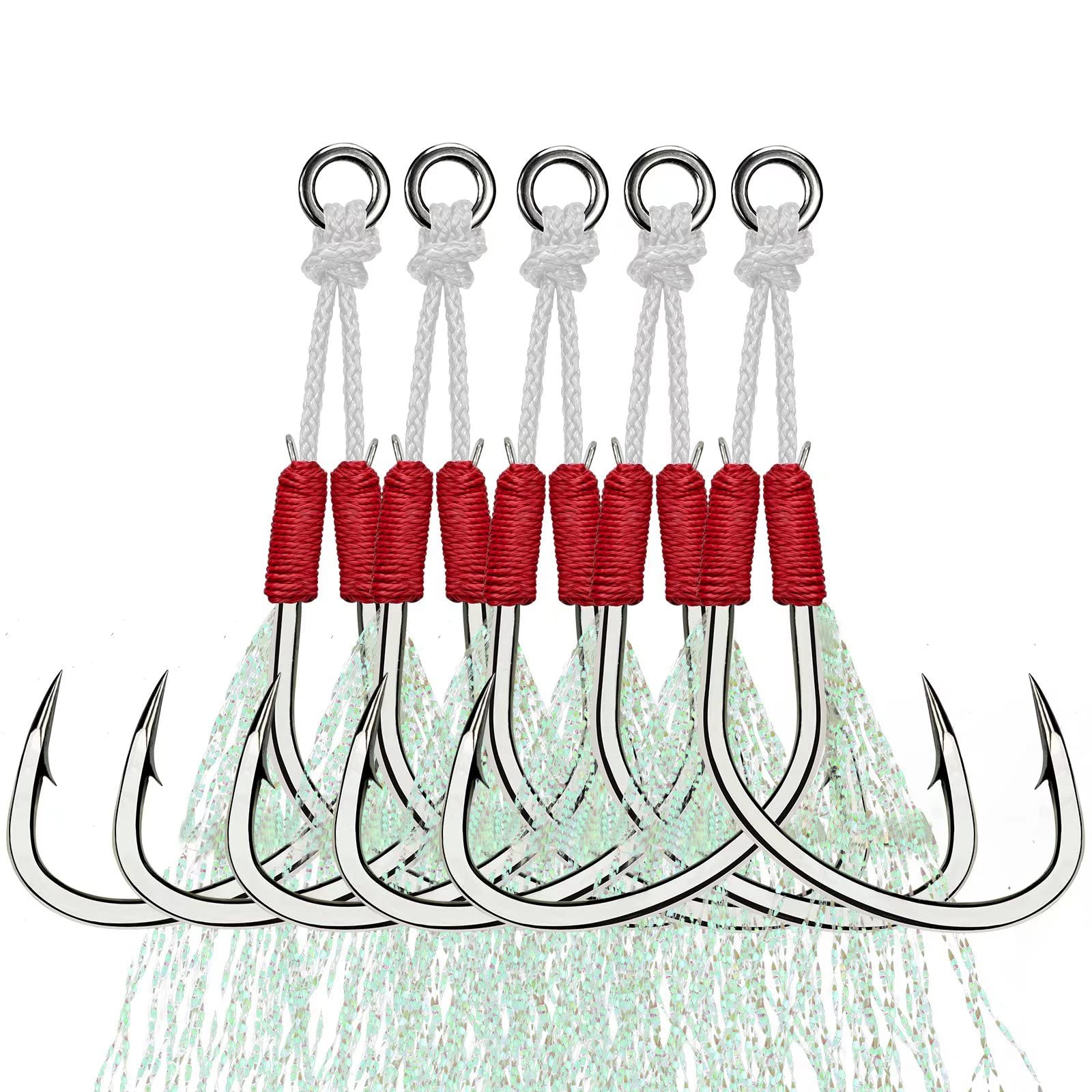 THKFISH Saltwater Fishing Assist Hooks - Double Stinger Jigging Hooks for Slow Pitch & Vertical Jigging Lures (5/15/20pcs) - Perfect for Deep Sea Fishing, Trolling & Saltwater Game Fish