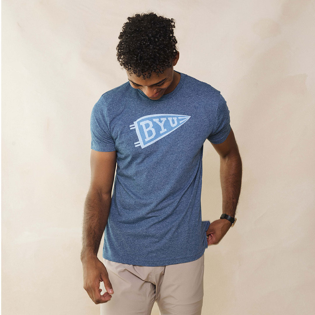 BYU Men's Classic Cotton T-Shirt - Navy Blue, Comfortable & Breathable for Casual Wear, School Spirit, and Everyday Outfits