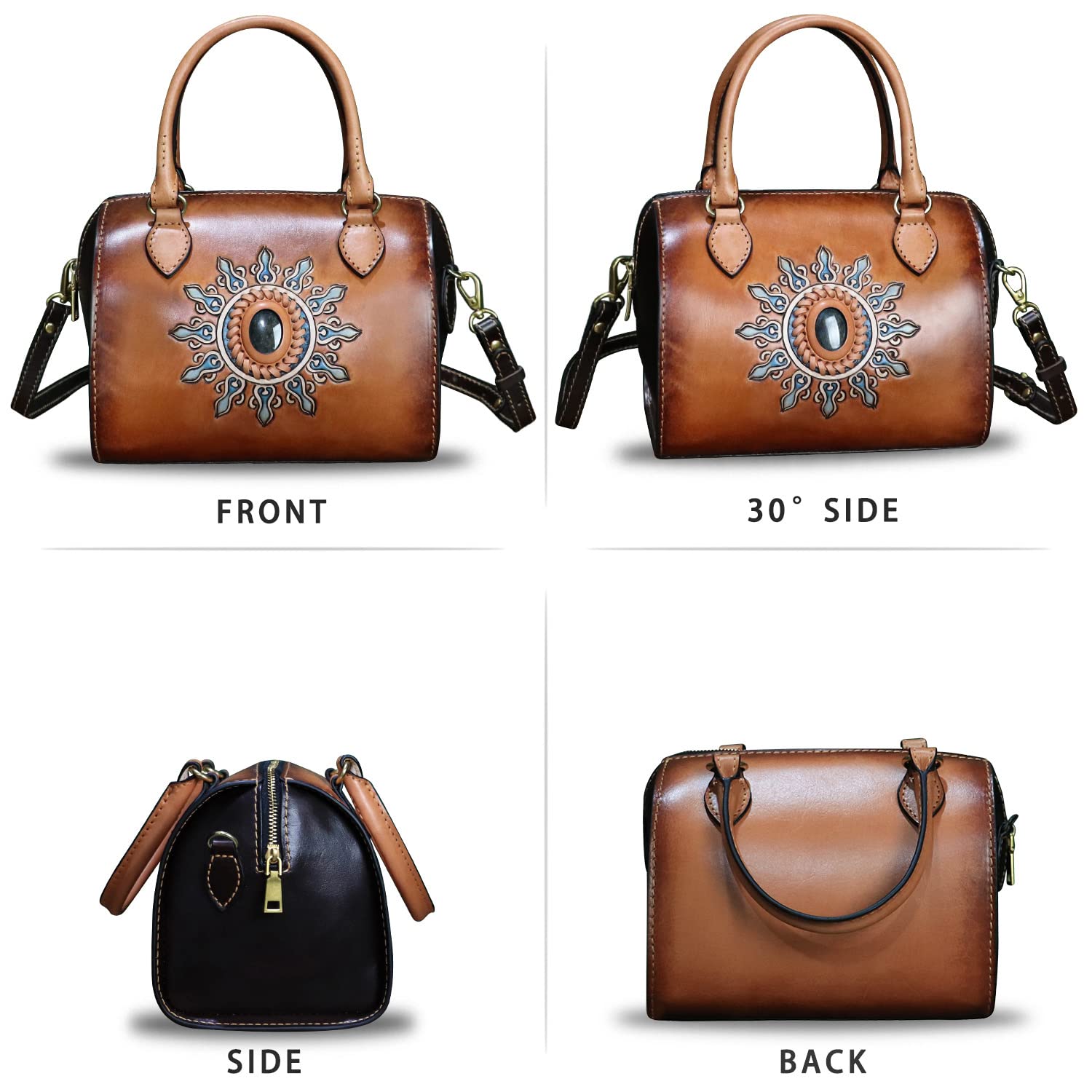 Genuine Leather Handbags for Women - Top Handle Crossbody Shoulder Bag - Handmade Small Satchel Purse - Premium Cowhide Ladies Bag for Work, Travel & Everyday Use