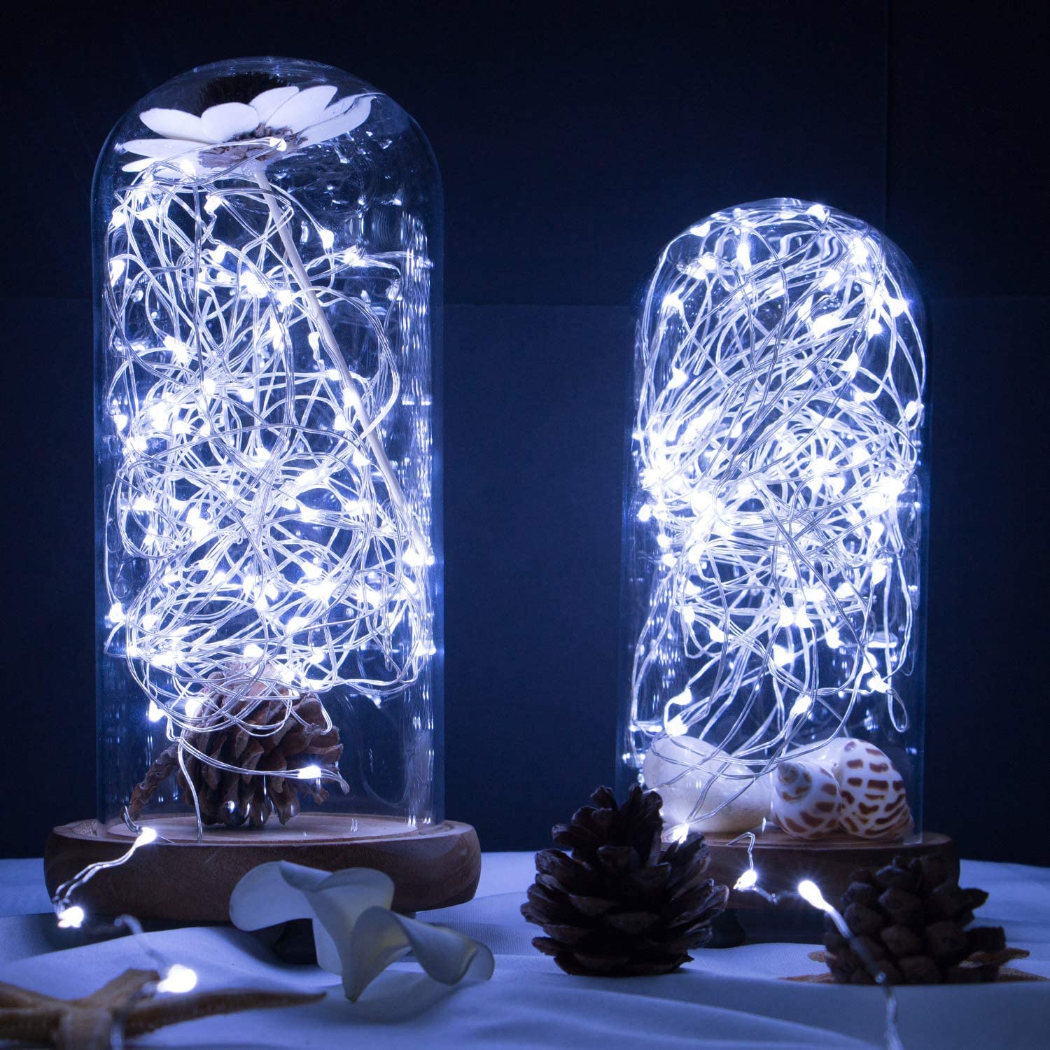 Minetom 5 Pack 7 FT 20 LED Battery Operated Fairy Lights with Timer - Waterproof Silver Wire String Lights for Bedroom, Christmas, Home, Party, Wedding Decor (Pure White) | Perfect for Indoor & Outdoor Holiday Lighting, Garden Accents, and Cozy Ambiance