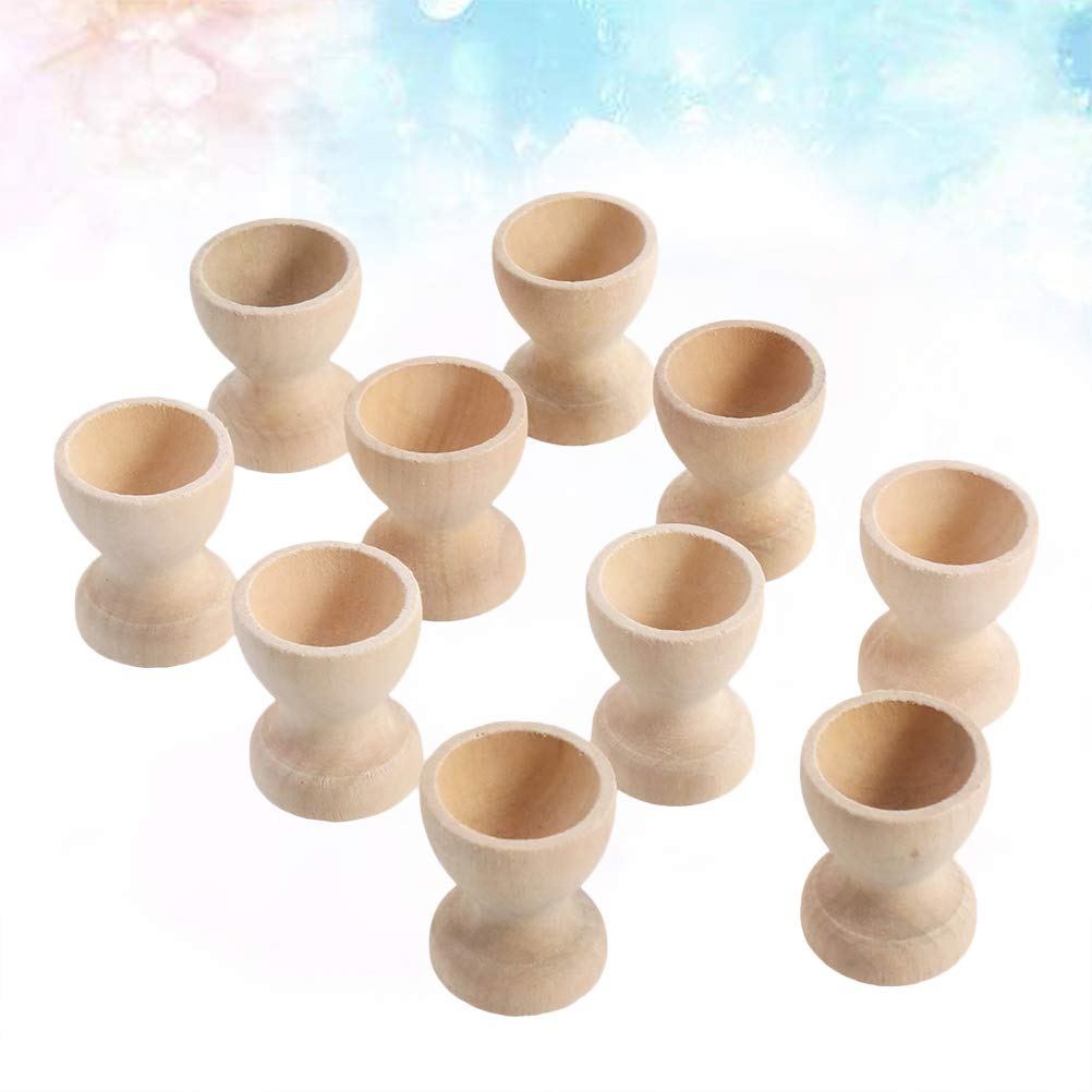 PRETYZOOM 12-Piece Wooden Egg Holder Set - Kitchen Countertop & Refrigerator Egg Storage Tray - Natural Wood Egg Cups for Home Organization, Breakfast Display & Party Favors - Perfect for Easter Decor, Farmhouse Kitchen & Brunch Serving