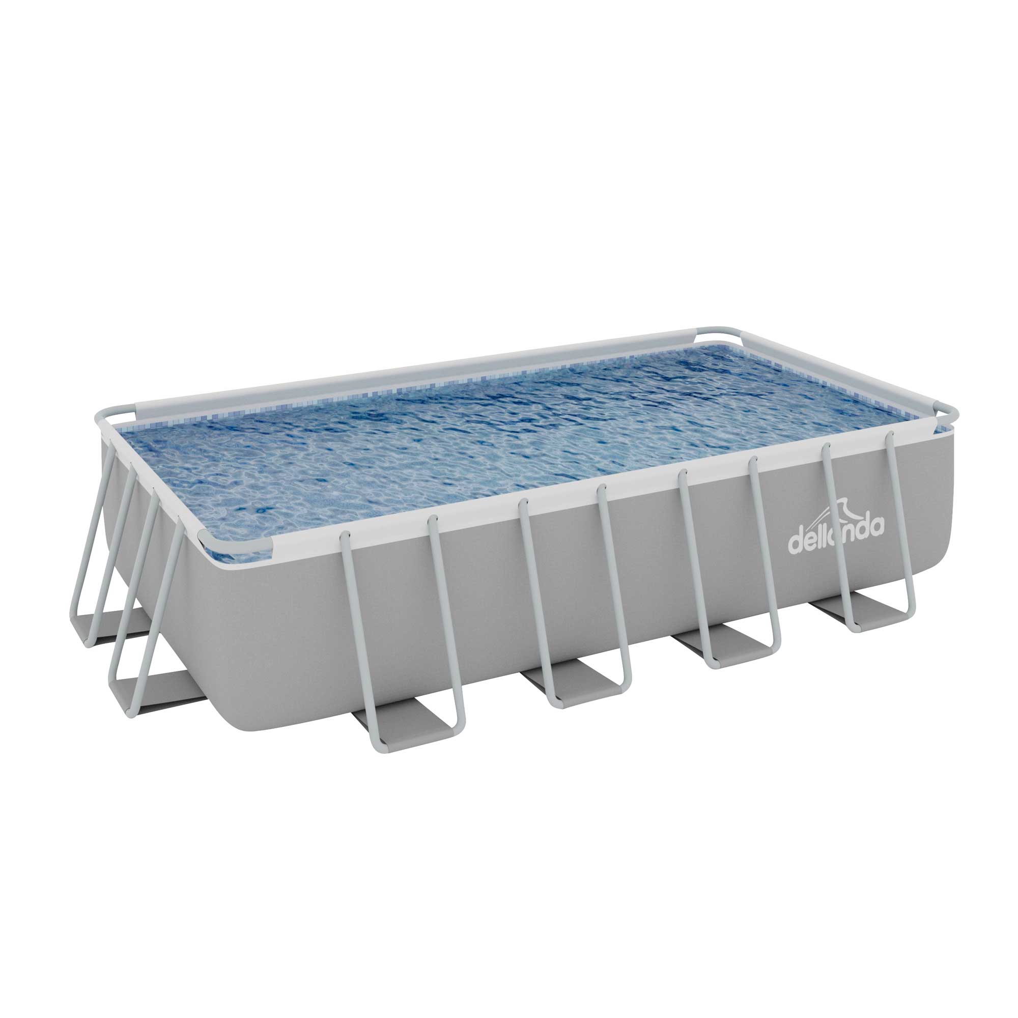 18ft Deluxe Steel Frame Above Ground Swimming Pool with Filter Pump - Durable Rectangular Backyard Pool for Family Fun, Outdoor Parties & Summer Relaxation DL22