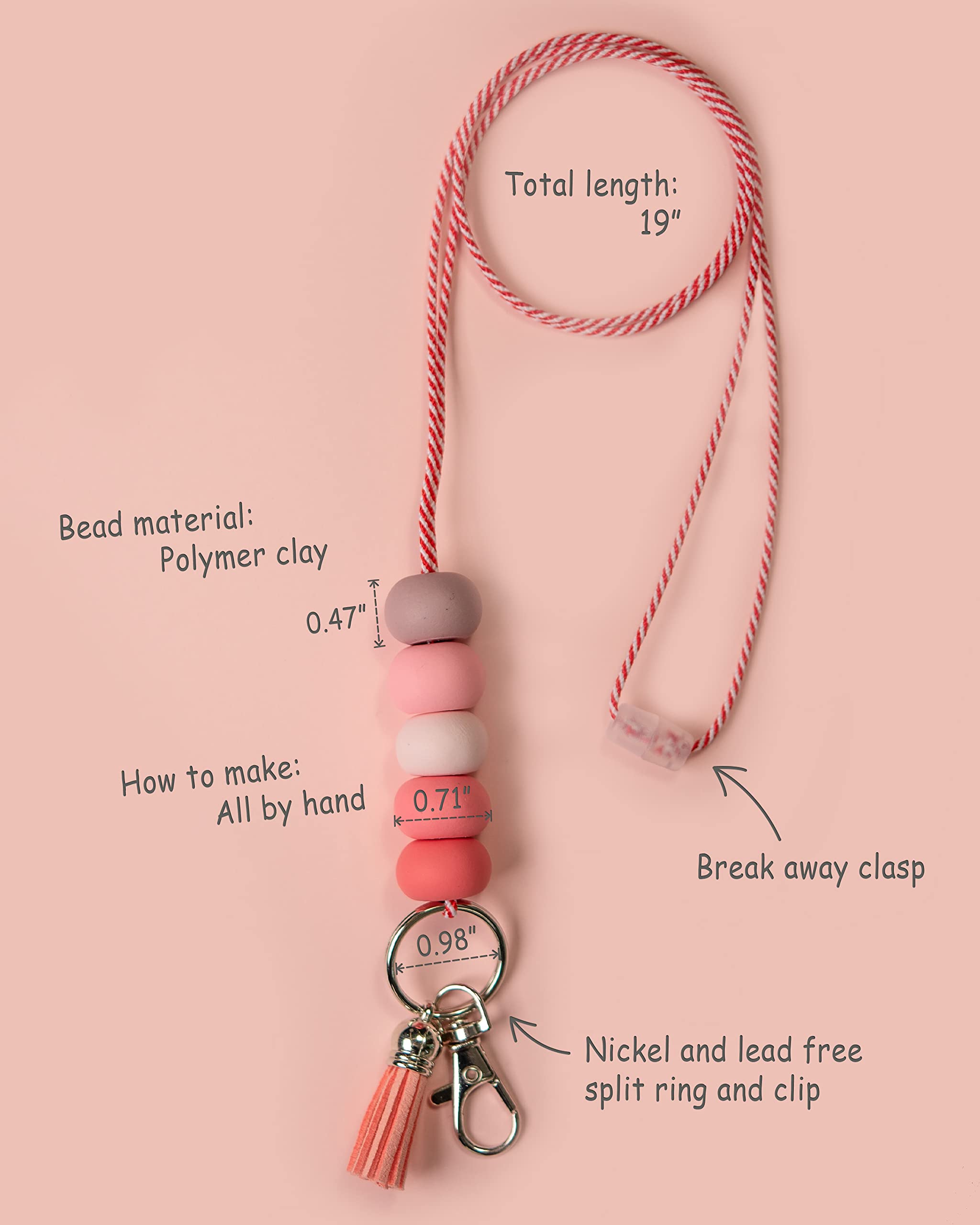 Teacher Lanyard for ID Badges & Keys - Beaded Breakaway Necklace Lanyard (1PC) - Perfect for School & Office Use