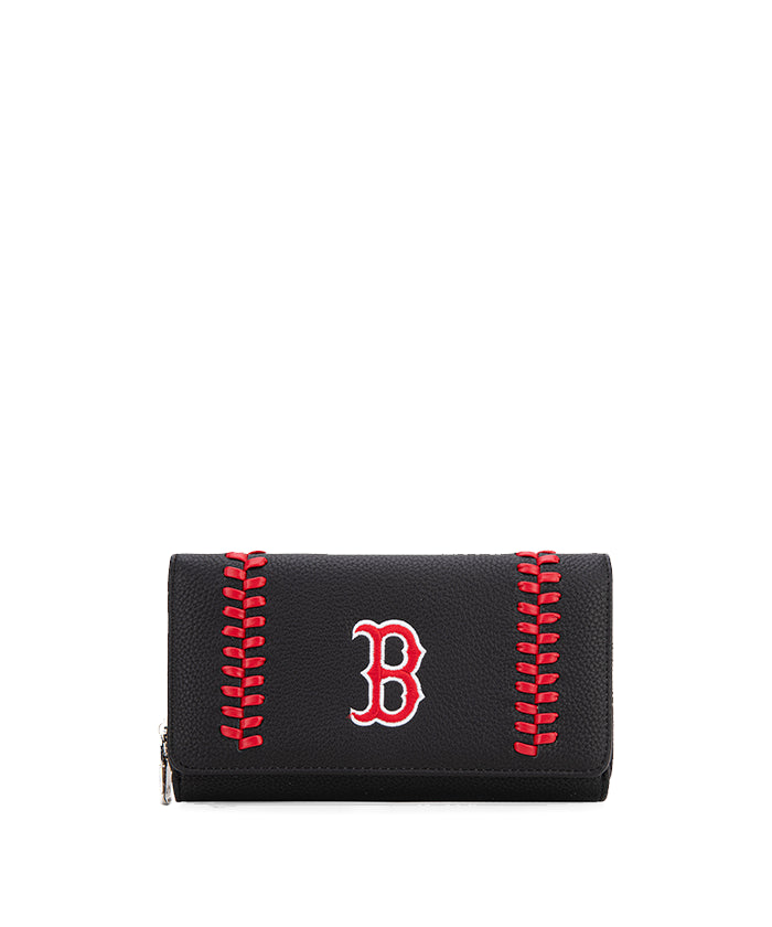 MLB Boston Red Sox Genuine Leather Wallet for Men - Premium Bifold Credit Card Holder - Perfect Gift for Baseball Fans & Game Day Essentials