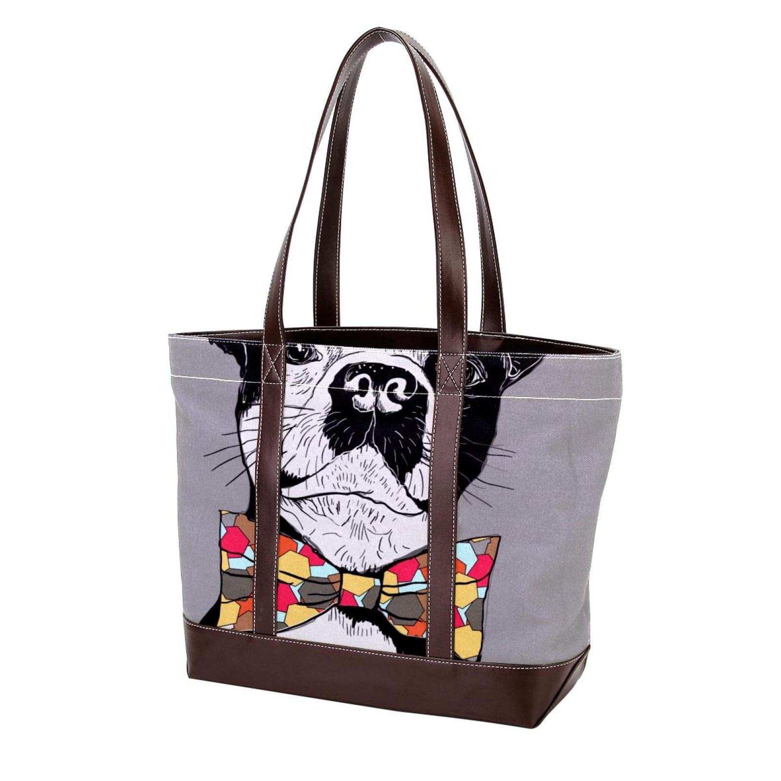 Stylish Poppy Flowers Field Tote Bag - Large Leather & Canvas Women's Handbag with Top Handle & Shoulder Strap (Perfect for Work, Travel & Shopping)