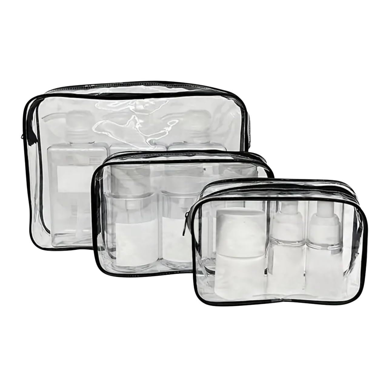TSA Approved Clear Toiletry Travel Bags 3 Pack - Durable & Waterproof Cosmetic Organizer for Airport Security | Perfect for Carry-On Luggage, Vacation Essentials & Business Trips