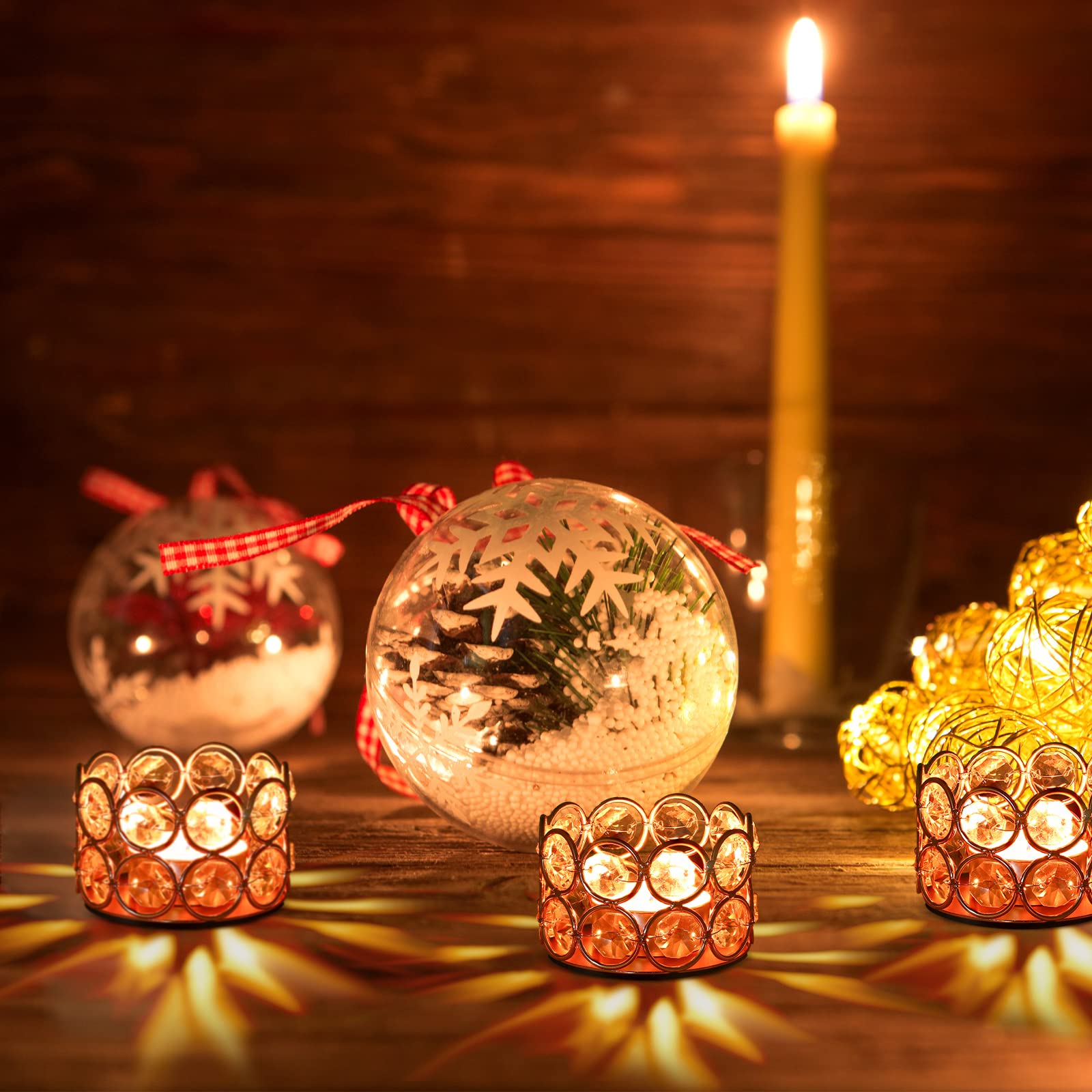 12-Piece Elegant Gold Crystal Votive Candle Holders - Tealight Centerpieces for Wedding, Home, Party Decor (Candles Not Included) | Perfect for Table Settings, Romantic Dinners & Holiday Decorations