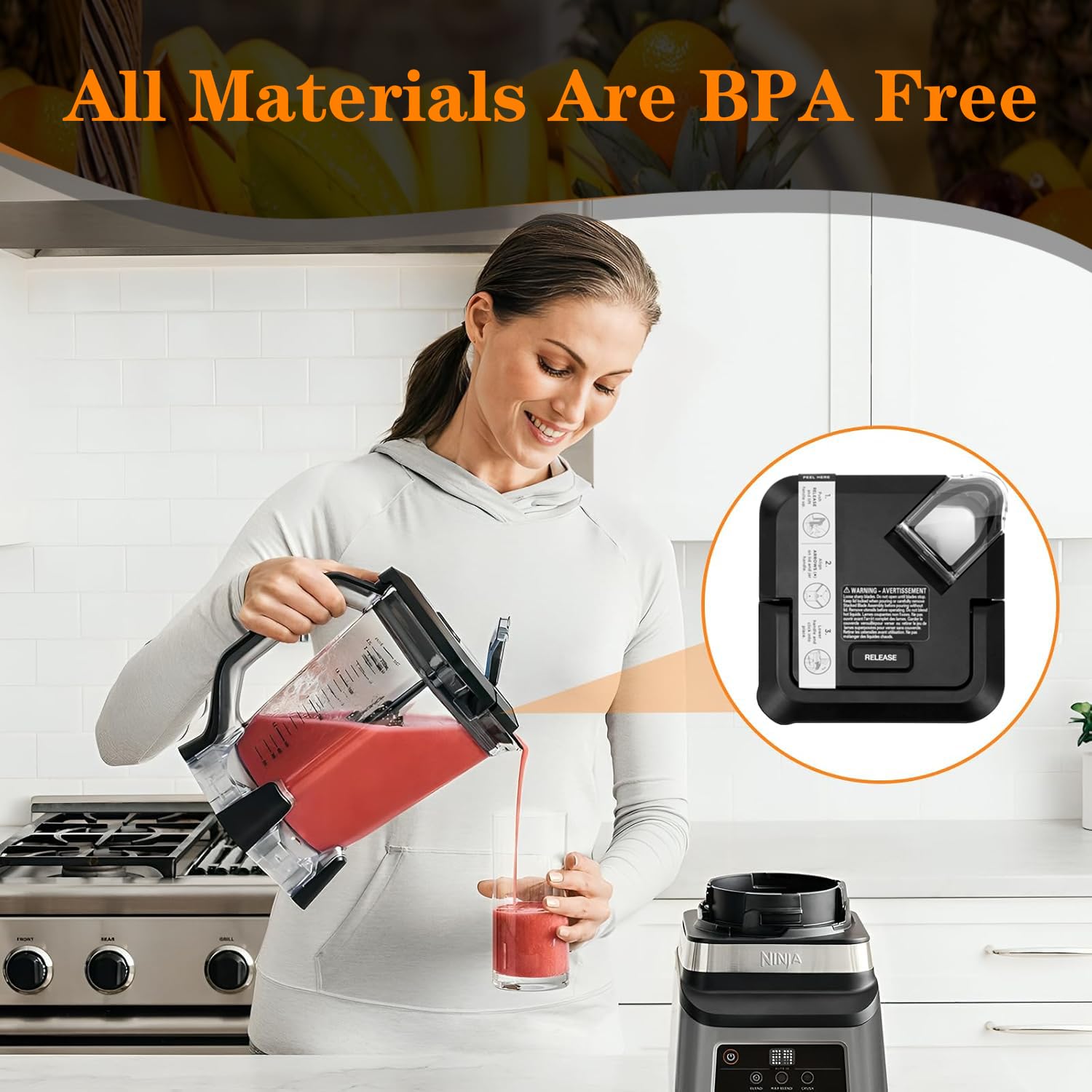 Ninja Blender Replacement Locking Lid 72 oz - Compatible with BL610 BL642 BL682 BN701 BN751 BN700 BN801 - Perfect for Smoothies, Juices & Food Prep
