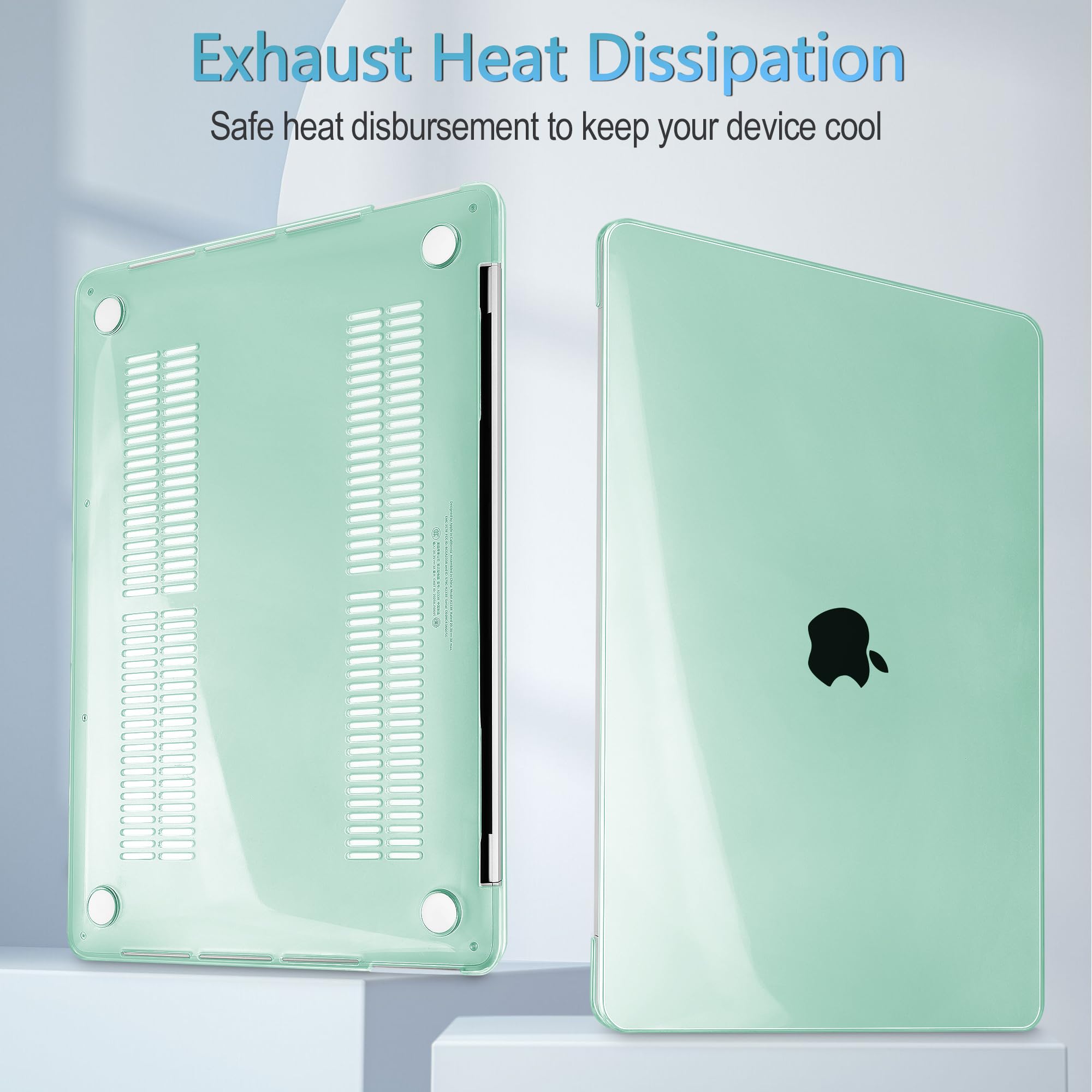 Mektron Clear Hard Shell Case for MacBook Pro 13 inch (2020-2022 Models A2338 M2/M1 A2289 A2251) - Light Green Protective Cover with Touch Bar & Touch ID Compatibility | Perfect for Work, Travel & School Use