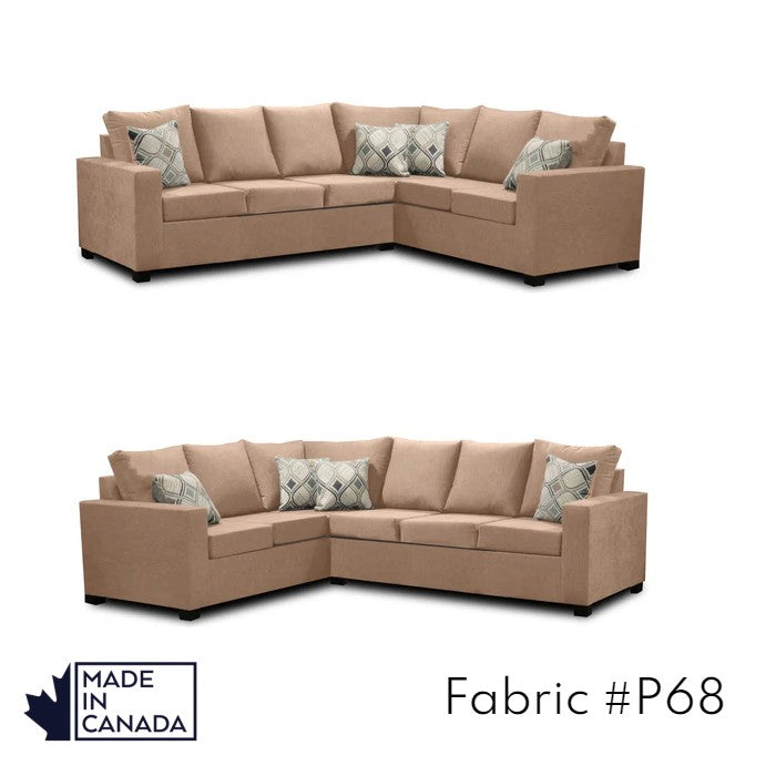 Canadian Made 3 x 2 Sectional Sofa with LHF/RHF Configuration - 17 Color Options for Living Room, Family Room & Home Theater Comfort