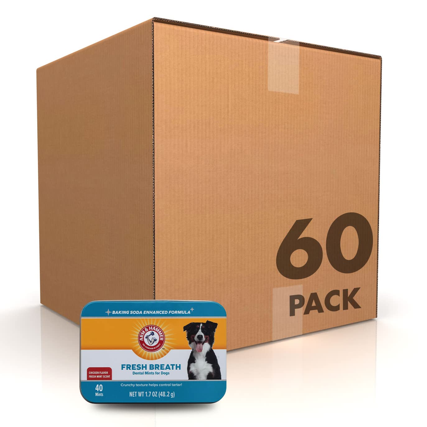 Arm & Hammer for Pets Dental Mints for Dogs - Fresh Breath Chicken Flavor Dog Treats (40 Count, 60 Pack) | No Brushing Needed | Perfect for At-Home Oral Care & Doggie Kisses