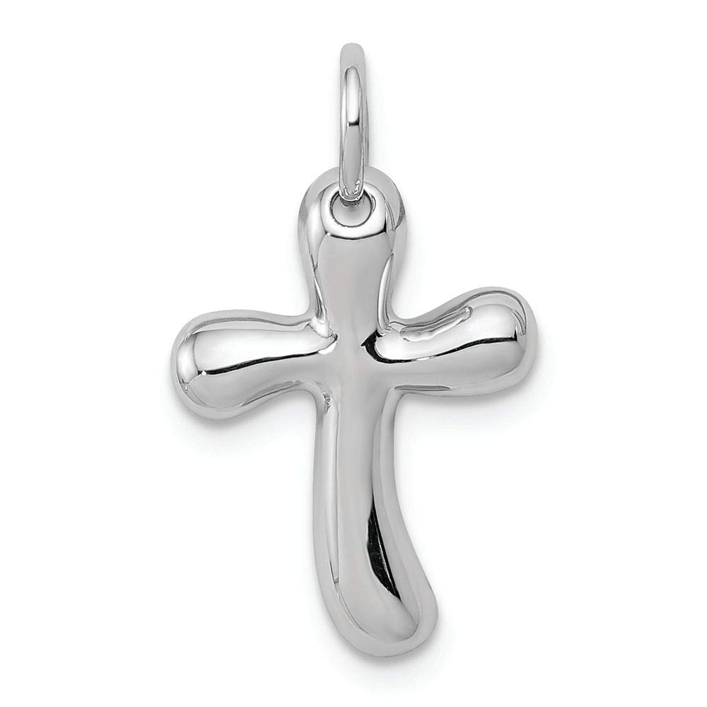 14K White Gold Small Freeform Cross Charm Pendant - Dainty Minimalist Jewelry for Women - Perfect for Everyday Wear, Gifts & Layering Necklaces