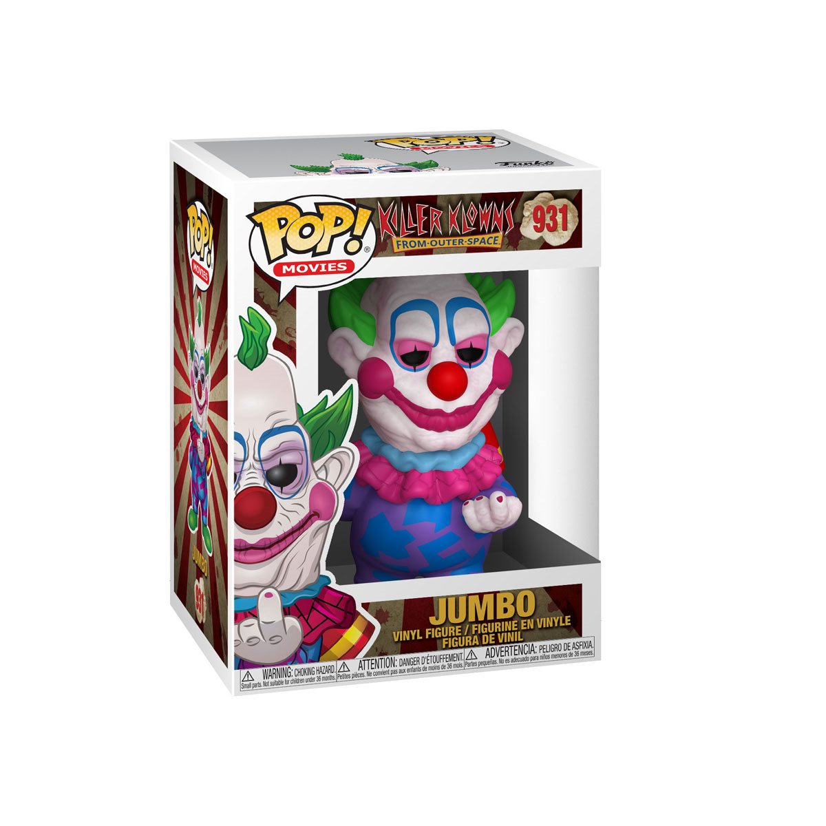 Killer Klowns from Outer Space Jumbo Funko Pop! Vinyl Figure #931 - Collectible Movie Merchandise for Horror Fans & Pop Culture Enthusiasts - Perfect for Display, Gifts, and Halloween Decorations