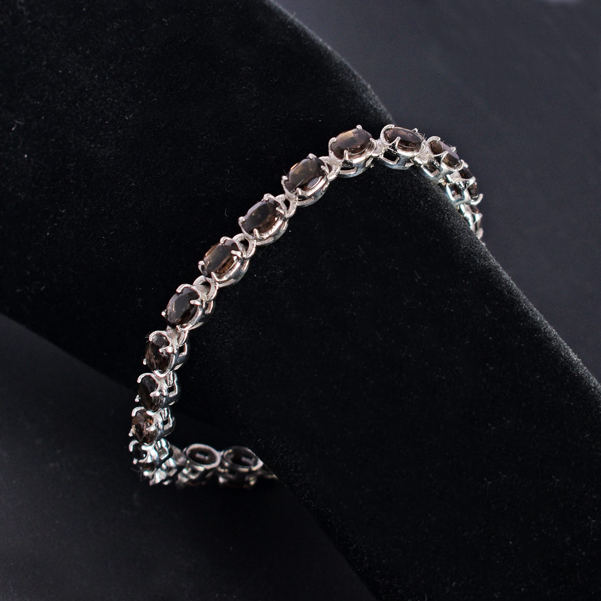 Smoky Quartz Gemstone 925 Sterling Silver Bracelet - Handmade Jewelry for Women, Elegant Birthday Gift for Her, Perfect for Special Occasions & Everyday Wear