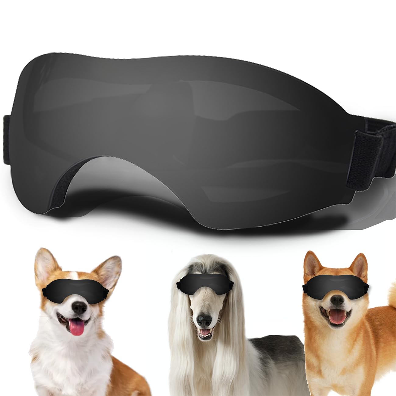 UV Protection Dog Goggles for Medium Dogs - Adjustable Strap Windproof & Snowproof Pet Sunglasses - Eye Protection for Hiking, Running, Beach & Outdoor Activities