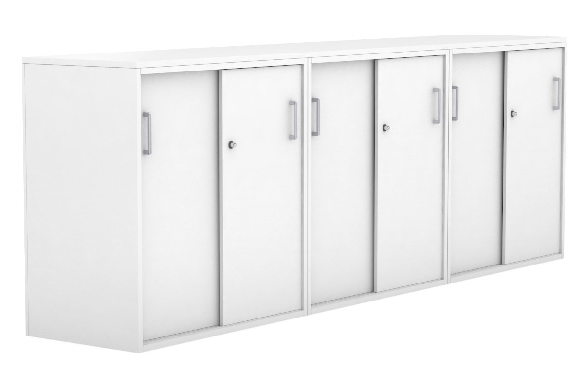 Modern 2400W x 900H x 450D Sliding Door Credenza for Office & Home - Medium Uniform Storage Cabinet with Smooth Gliding Doors - Perfect for Living Room, Bedroom or Entryway Organization