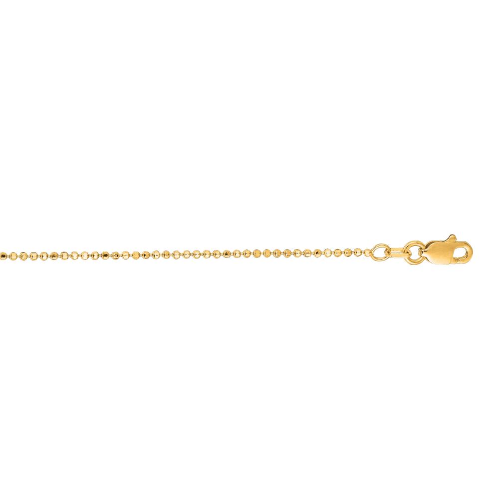 14K Gold 1.1mm Diamond Cut Bead Chain Necklace - Dainty Delicate Jewelry for Women, Perfect for Layering, Gifts & Everyday Wear