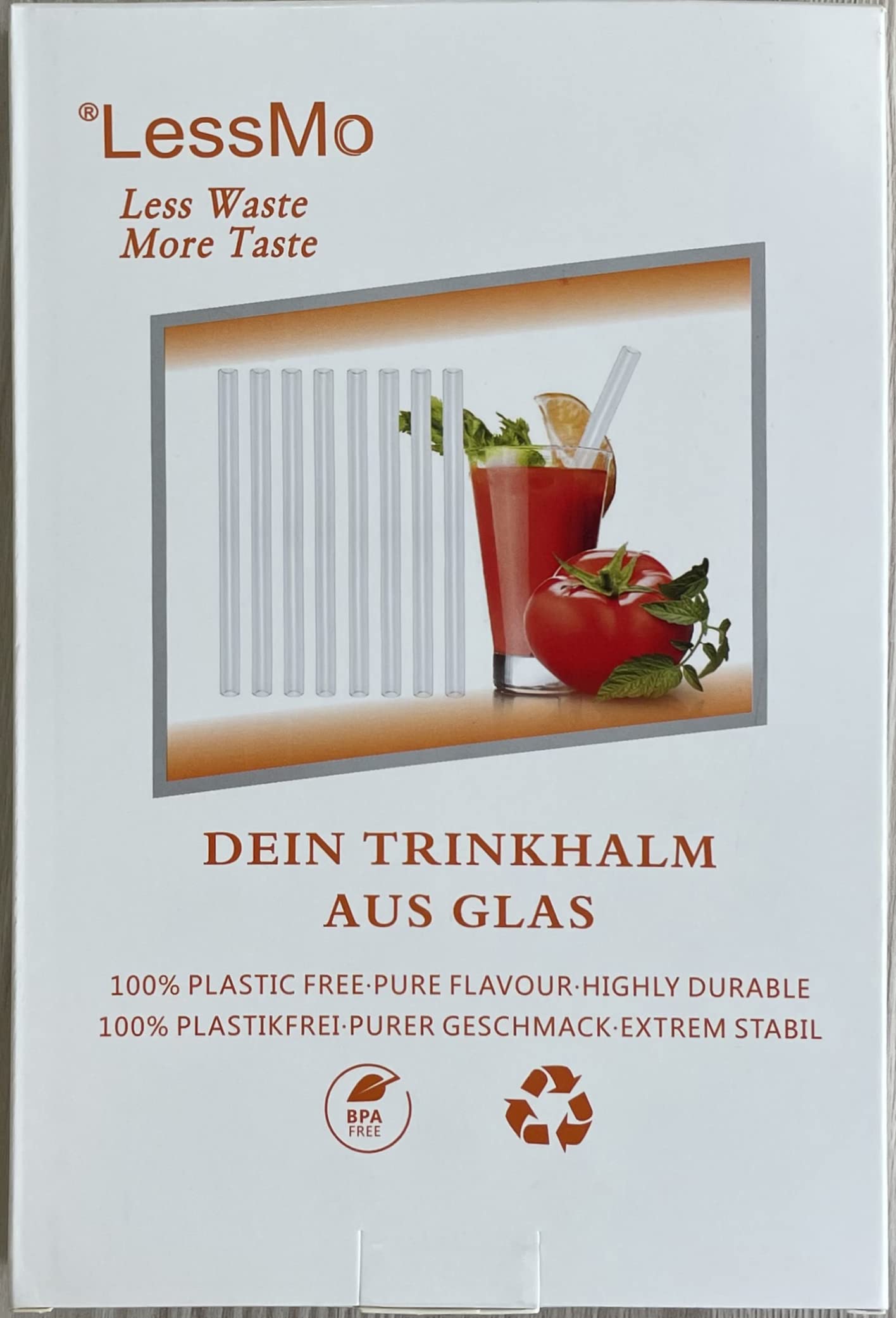 8-Pack Clear Glass Straws 8.5